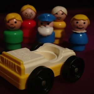 1980's Fisher Price Little People and 1 Yellow Car